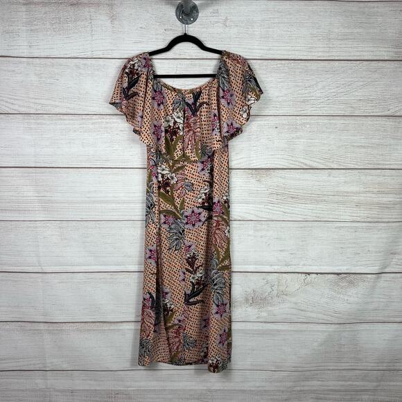 Zara Women's Tropical Off The Shoulder Midi Printed Summer Dress Size Small - Picture 8 of 9
